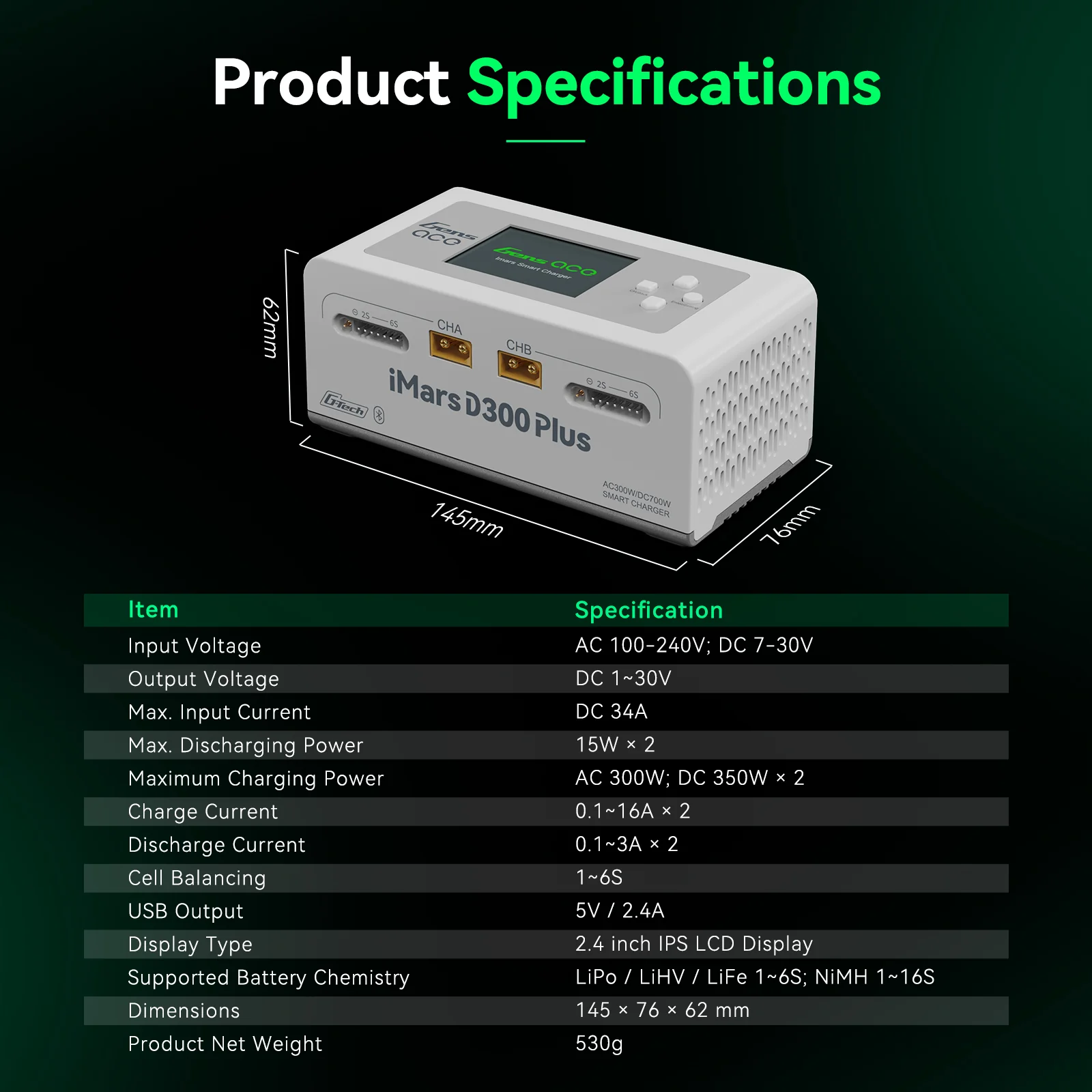 Gens ace iMars D300 Plus Smart Charger | Dual-Channel | G-tech | EW White - Image 10