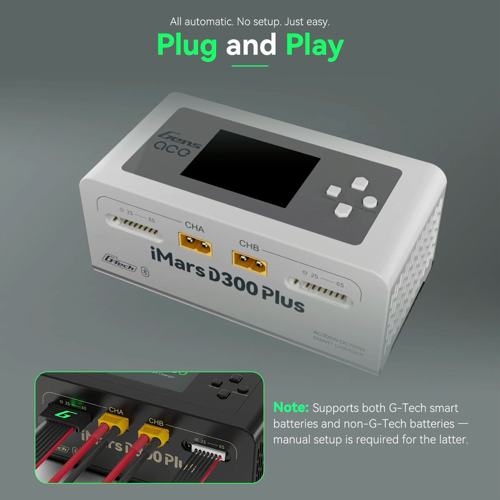 Gens ace iMars D300 Plus Smart Charger | Dual-Channel | G-tech | EW White - Image 4