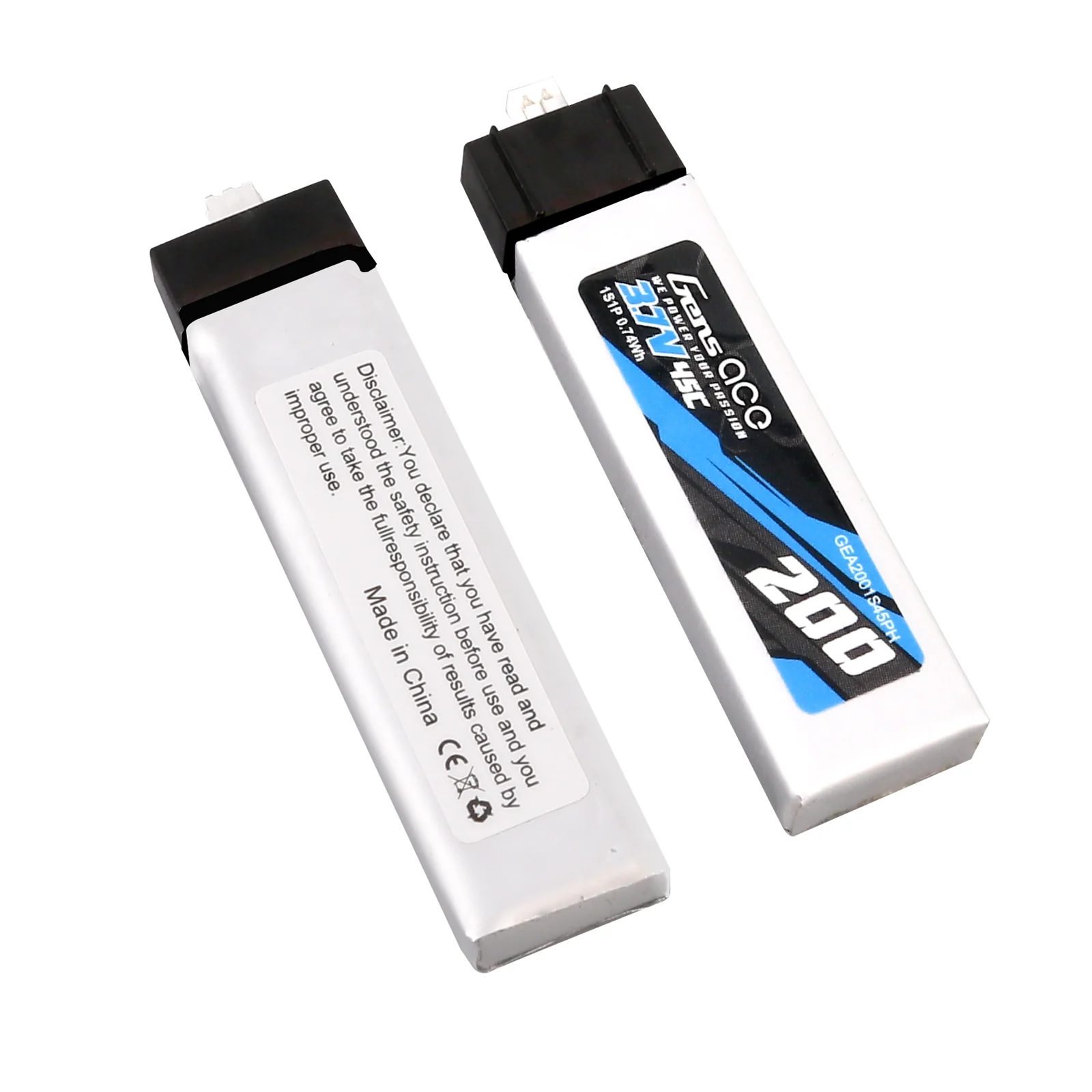 Gens ace 200mAh 3.7V 45C 1S1P Lipo Battery (2pcs) - Image 3