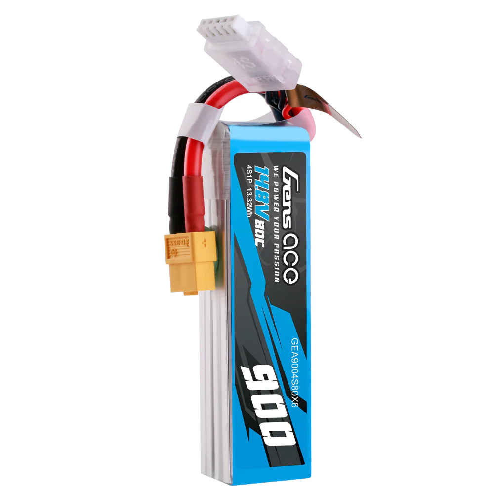 Gens Ace 900mAh 14.8V 80C 4S1P Lipo Battery Pack with XT60 plug - Image 3